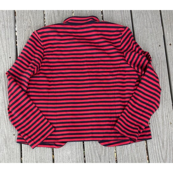 Tommy Hilfiger Striped Double Breasted Knit Blazer Red Navy Jacket Women’s XL - Picture 15 of 16